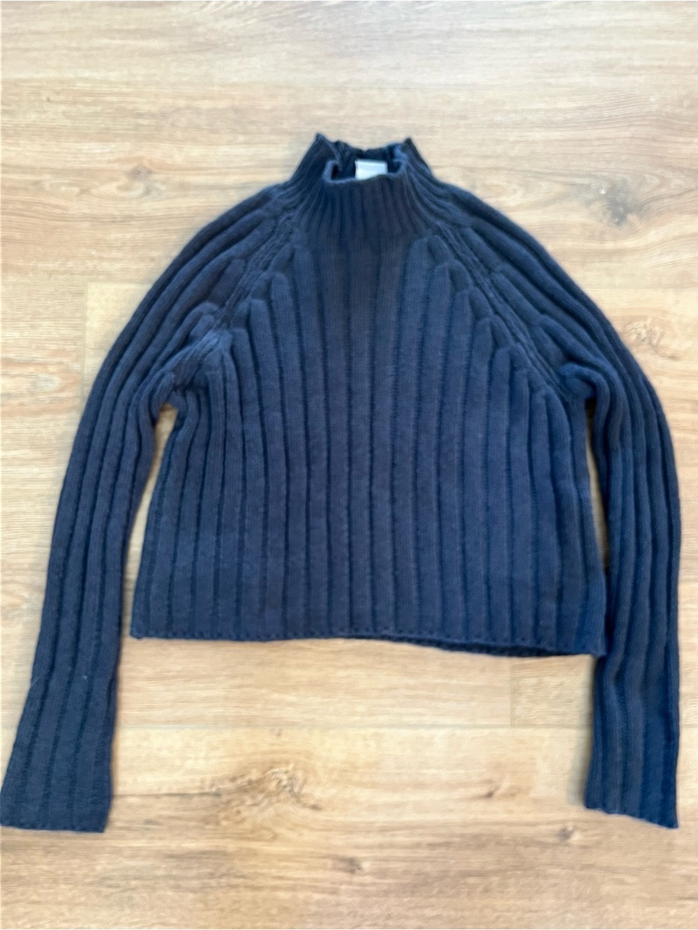 American Eagle Ribbed Mock Neck Women's Sweater - Black